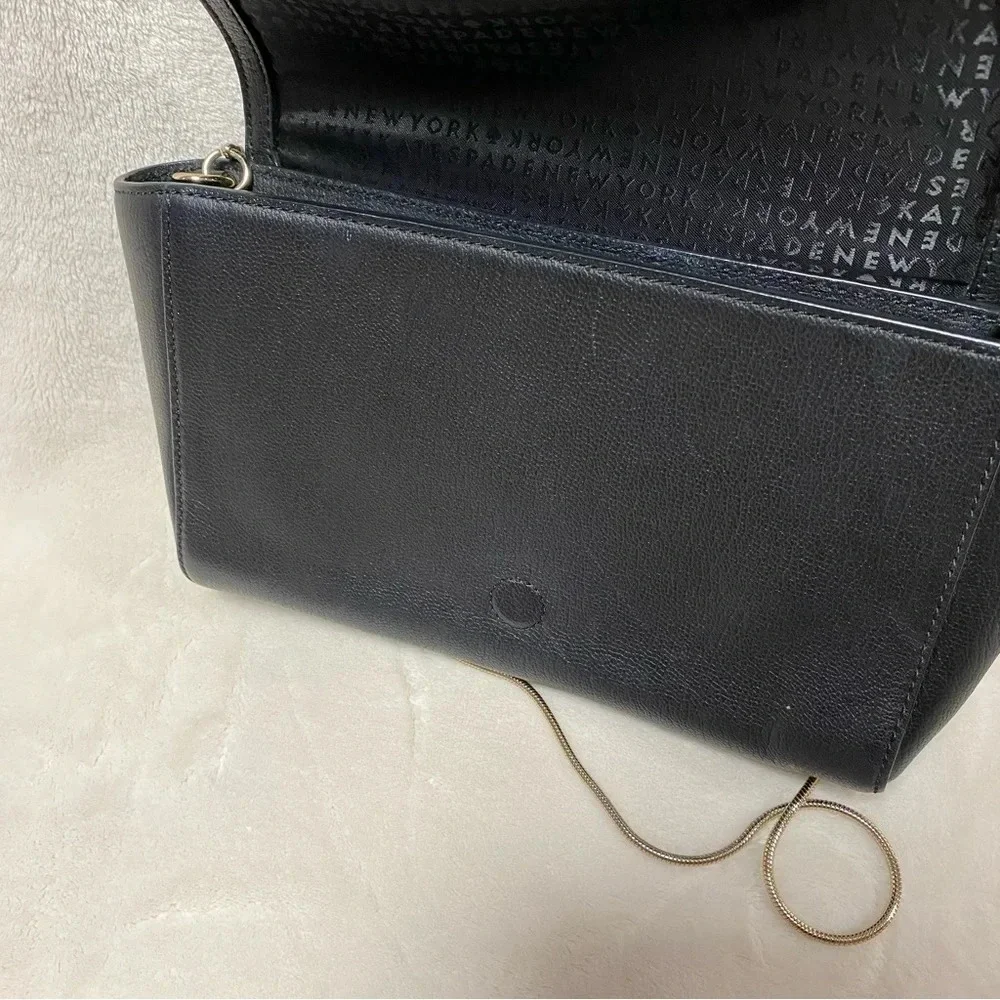 Kate Spade Jill Longacre Couth Black Leather Shoulder‎ Bag Handbag Chain Strap
